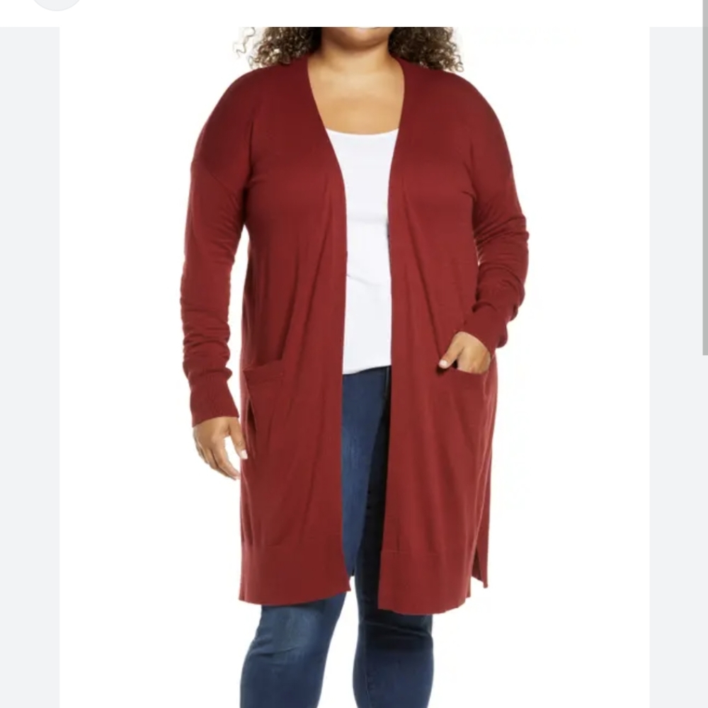 Halogen open front pocket cardigan sz L